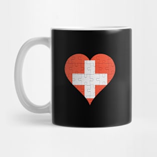 Swiss Jigsaw Puzzle Heart Design - Gift for Swiss With Switzerland Roots Mug